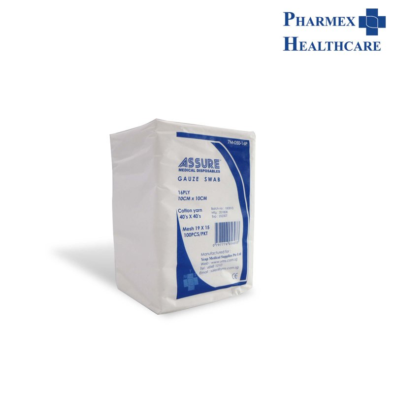 Assure Gauze Swab Non-sterile, 10cm x 10cm, Mesh 19x15, 16 Pl 100 S