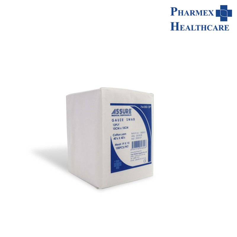 Assure Gauze Swab Non-sterile, 10cm x 10cm, Mesh 19x15, 12 Pl 100 S