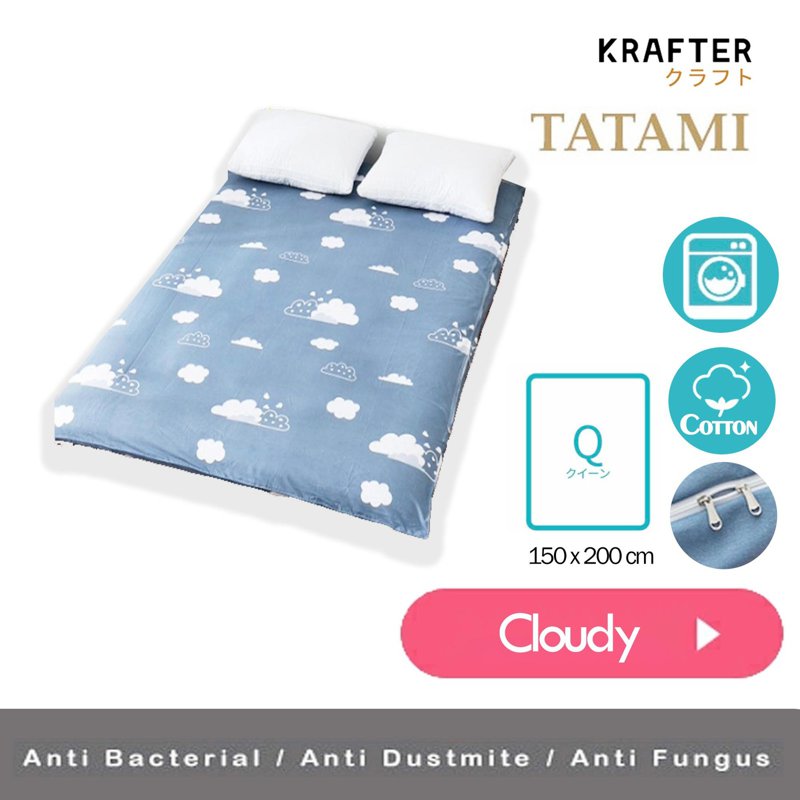 Krafter Floor Futon Mattress cover Only (Cloudy) 150x200cm 1 S