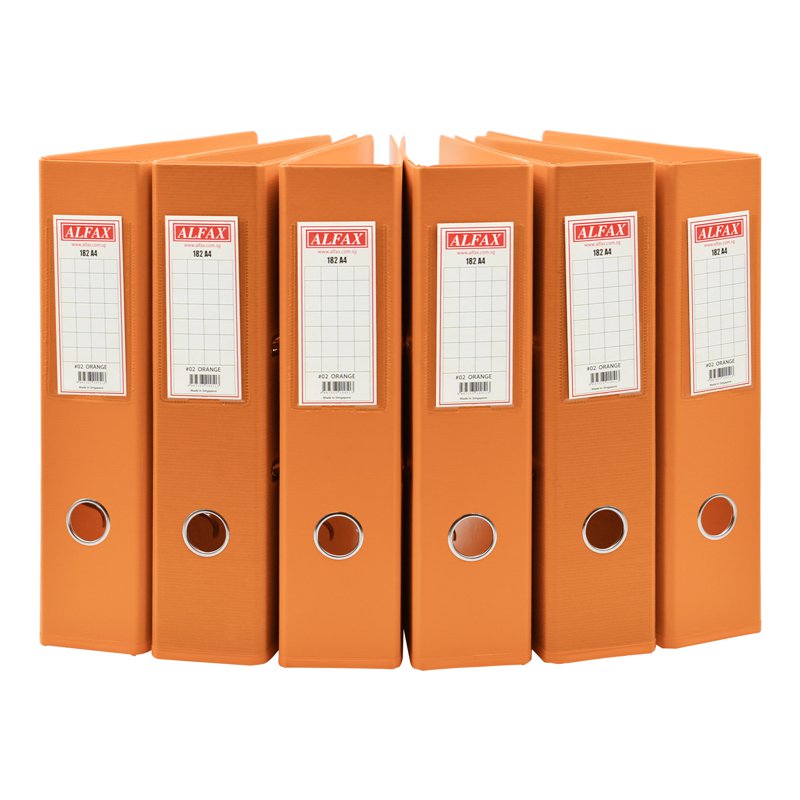 Alfax 182A4 Pvc Arch File 3inches - Orange (#02) 6 S