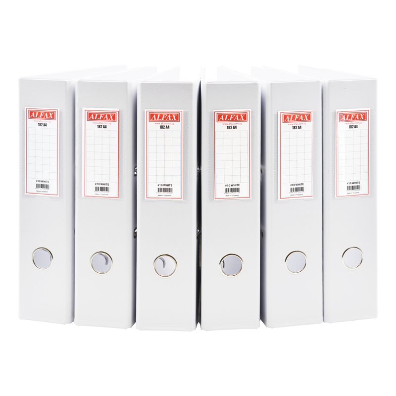 Alfax 182A4 Pvc Arch File 3inches - White (#10) 6 S