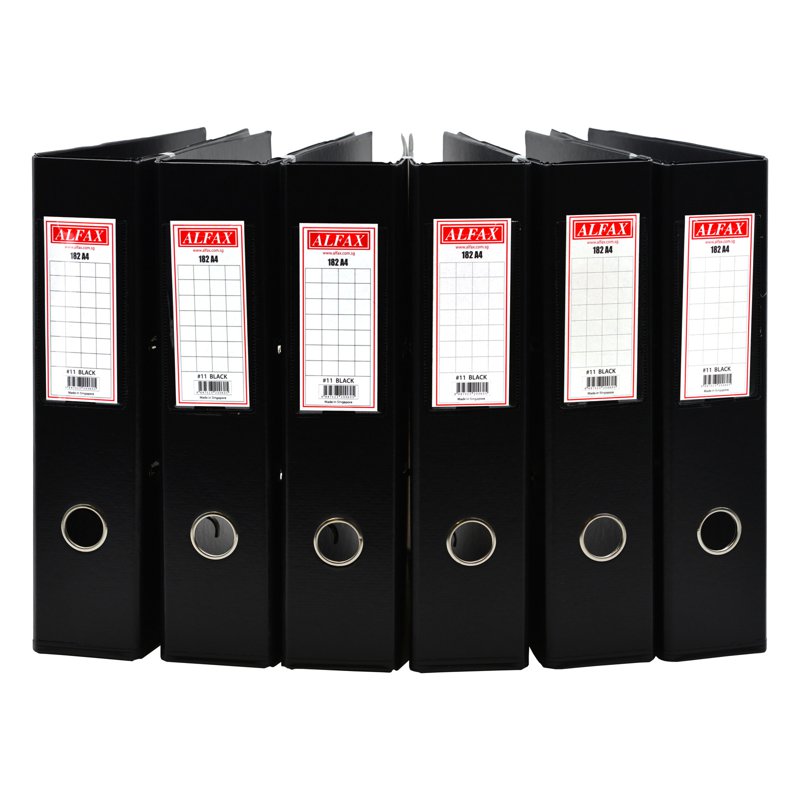 Alfax 182A4 Pvc Arch File 3inches - Black (#11) 6 S
