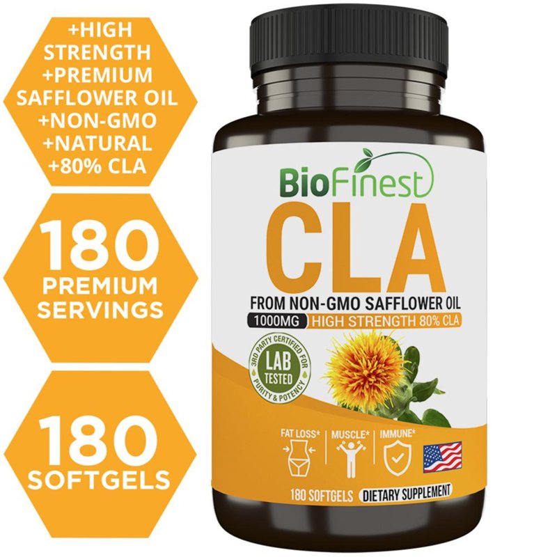 Biofinest CLA 1000mg Supplement Safflower Seed Oil Weight Los 180 S