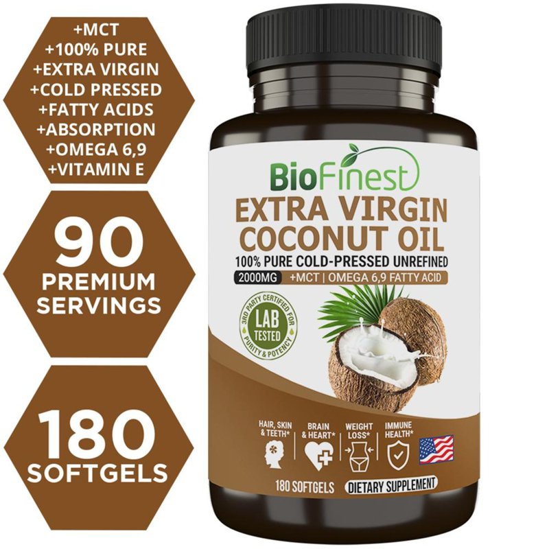 Biofinest Extra Virgin Coconut Oil 2000mg Supplement Capsule 180 S