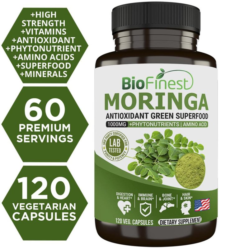 Biofinest Moringa Leaf 1000mg Supplement Organic Superfood 120 S
