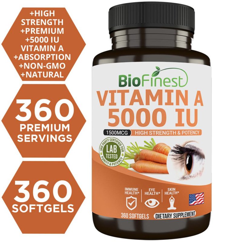 Biofinest Vitamin A 5000IU Supplement Retinol Eye Vision Skin 360 S