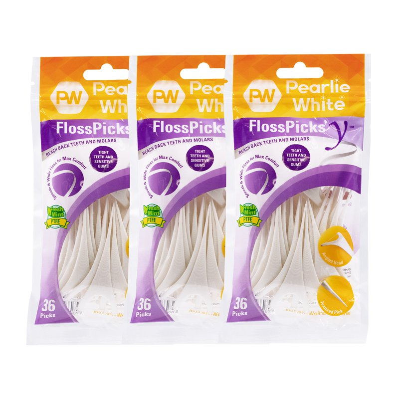 Pearlie White Flosspick Y 2-In-1 PTFE Mint Flosser Back Teeth 36 S