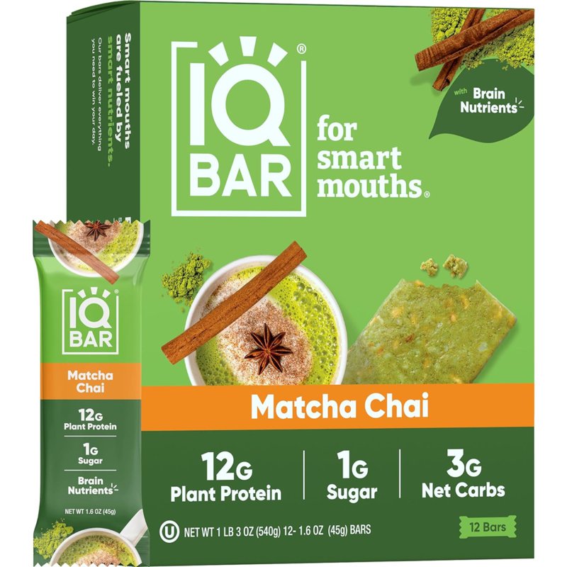 IQBar Plant Protein Bar - Matcha Chai x 12