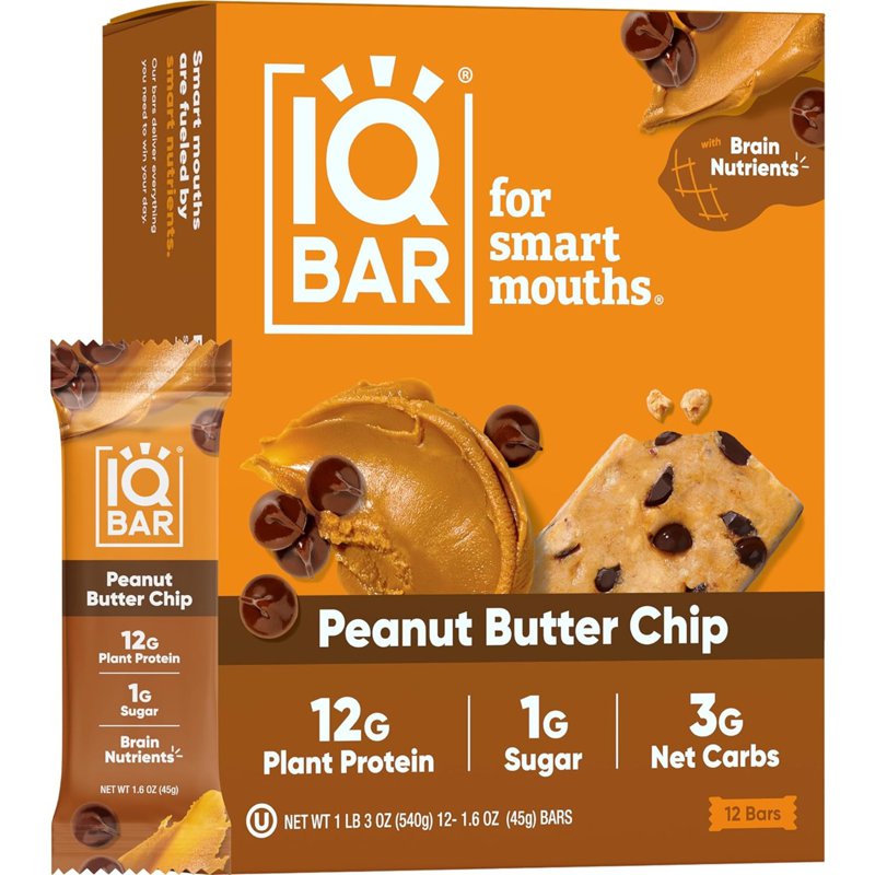 IQBar Plant Protein Bar - Peanut Butter Chip x 12