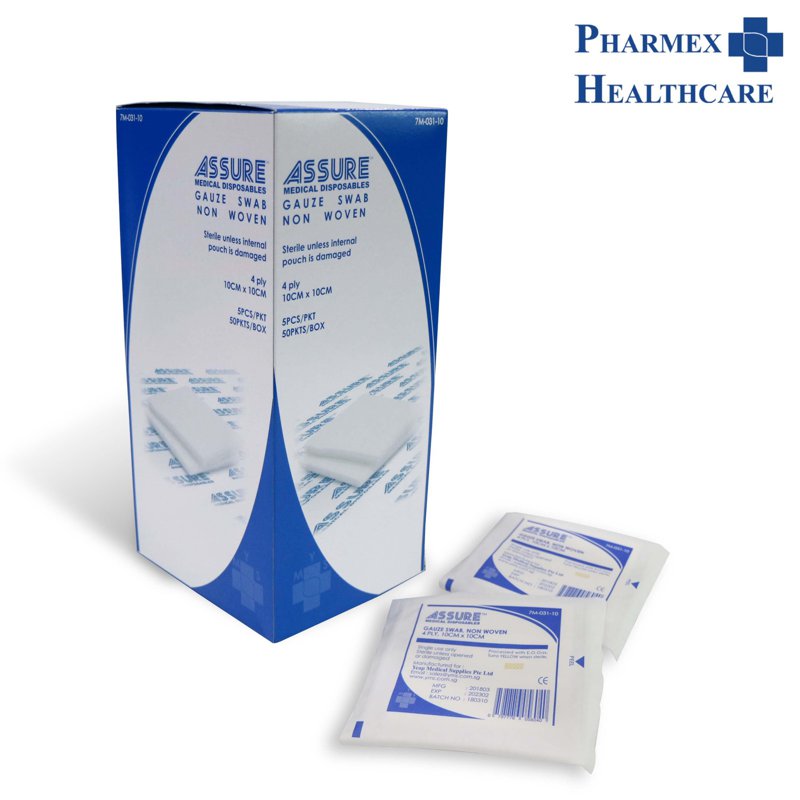 Assure Gauze Swab Non-Woven Sterile 7.5cm X 7.5cm X 4-Ply, 5P 50 S