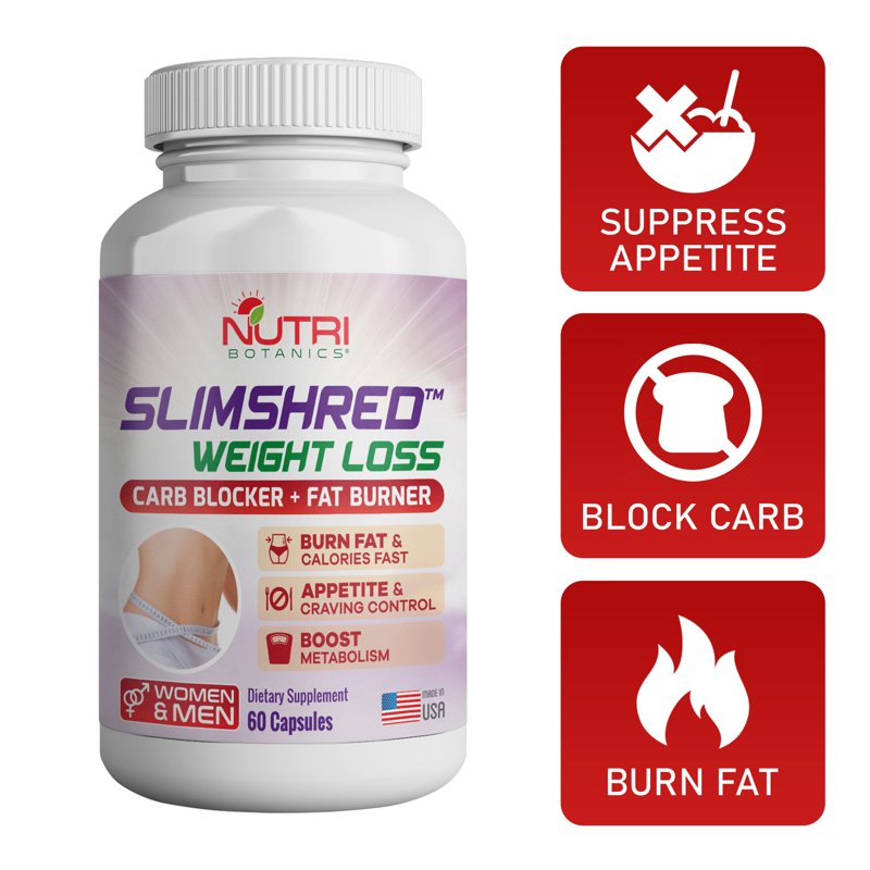 Nutri Botanics Slimshred Weight Loss Fat Burner Supplement 60 S