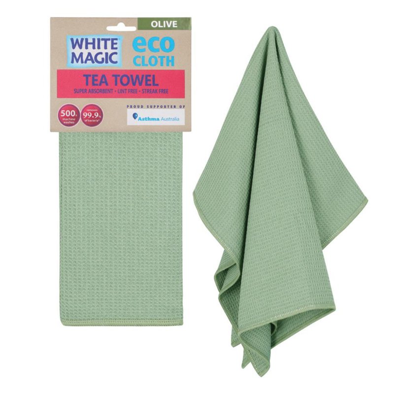White Magic Tea Towel Single Olive