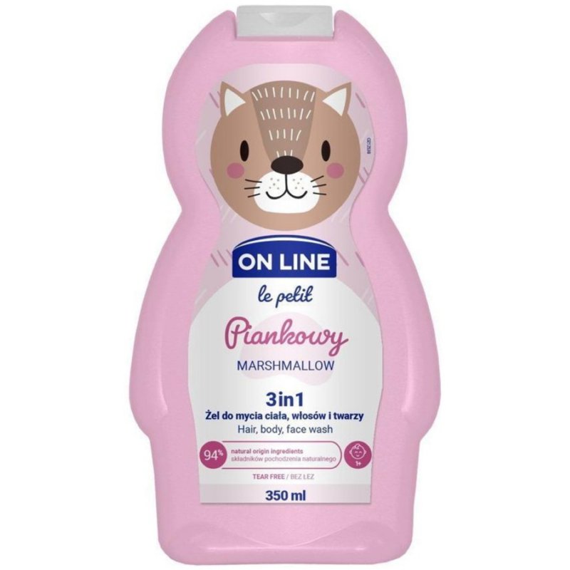 On Line Kids 3 in 1 Hair, Body, Face Wash Marshmallow 350 ML