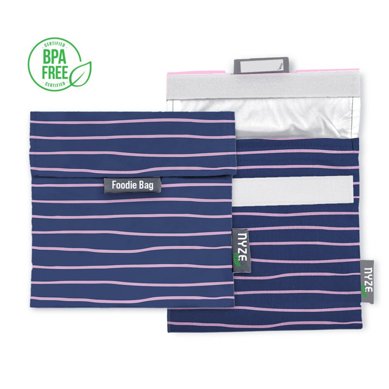 NYZE Eco Reusable Foodie Bag For Snacks, Sandwiches - Stripes
