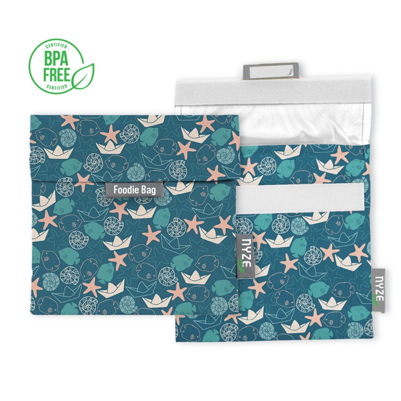 NYZE Eco Reusable Foodie Bag For Snacks, Sandwiches - Sea 1 PC