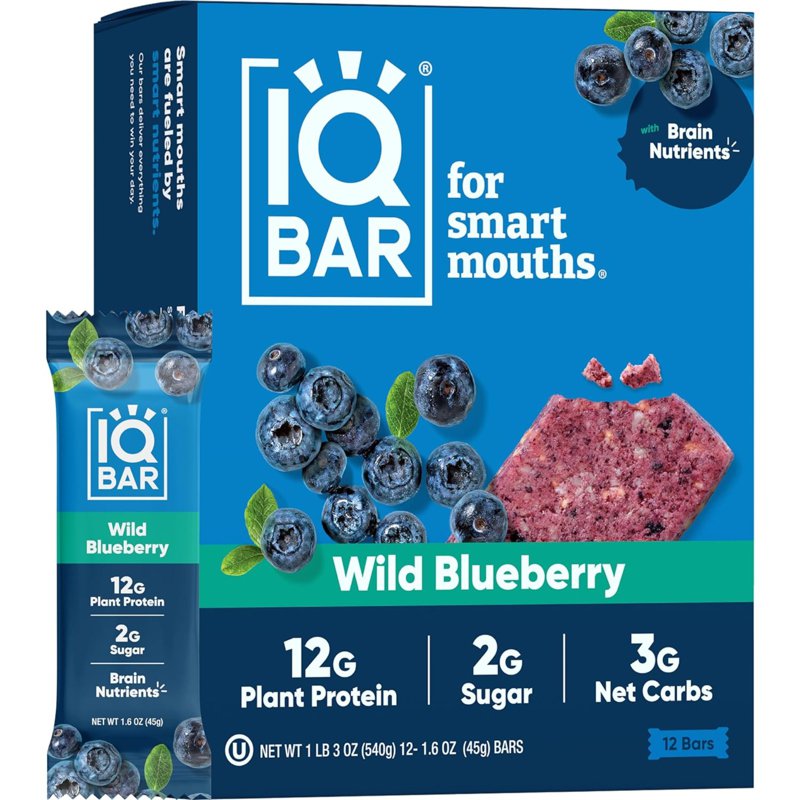 IQBar Plant Protein Bar - Wild Blueberry x 12