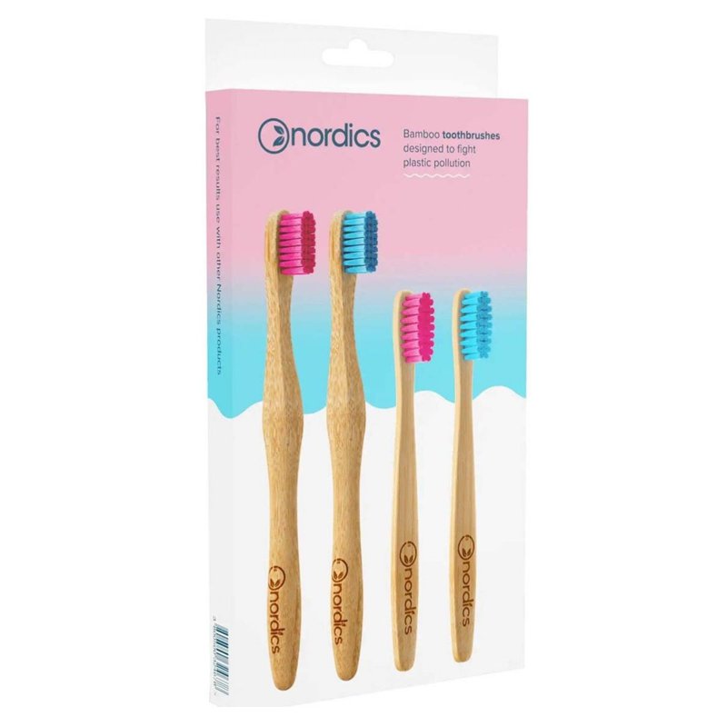 Nordics Family Bamboo Toothbrush Pack 4 S