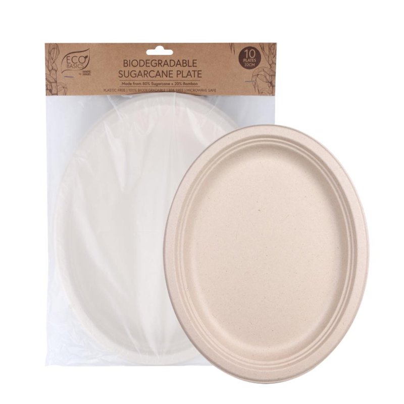 White Magic Eco Basics Biodegradable Sugarcane Plate 32cm 10 S