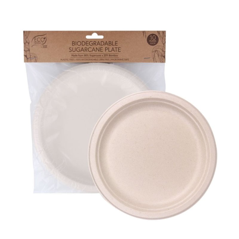 White Magic Eco Basics Biodegradable Sugarcane Plate 23cm 10 S