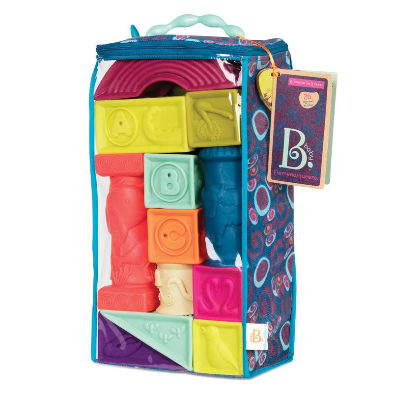 B.Toys A-Z 26 Colorful Baby Soft Blocks Elemenosqueeze 1 S