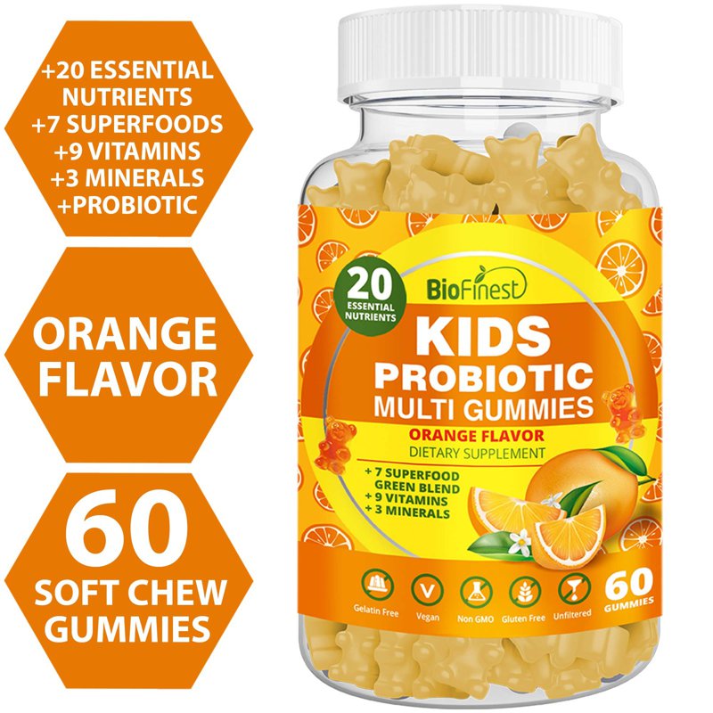 Biofinest Kids Probiotic MultiVitamins A B C D Superfood Gumm 60 S