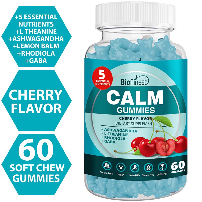 Biofinest Calm Gummies Ashwagandha Mind Mood Focus Supplement 60 S
