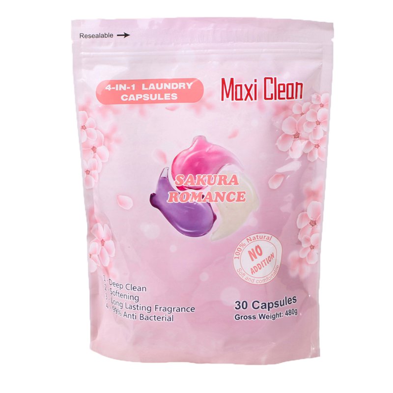 Maxi Clean 4in1 Laundry Capsules Pods - Sakura Romance Refill 30 S