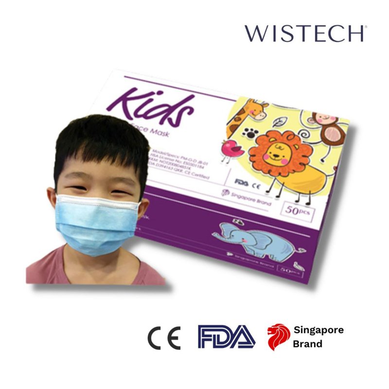 Wistech Kids Blue 3-Ply Surgical Face Mask 50 S