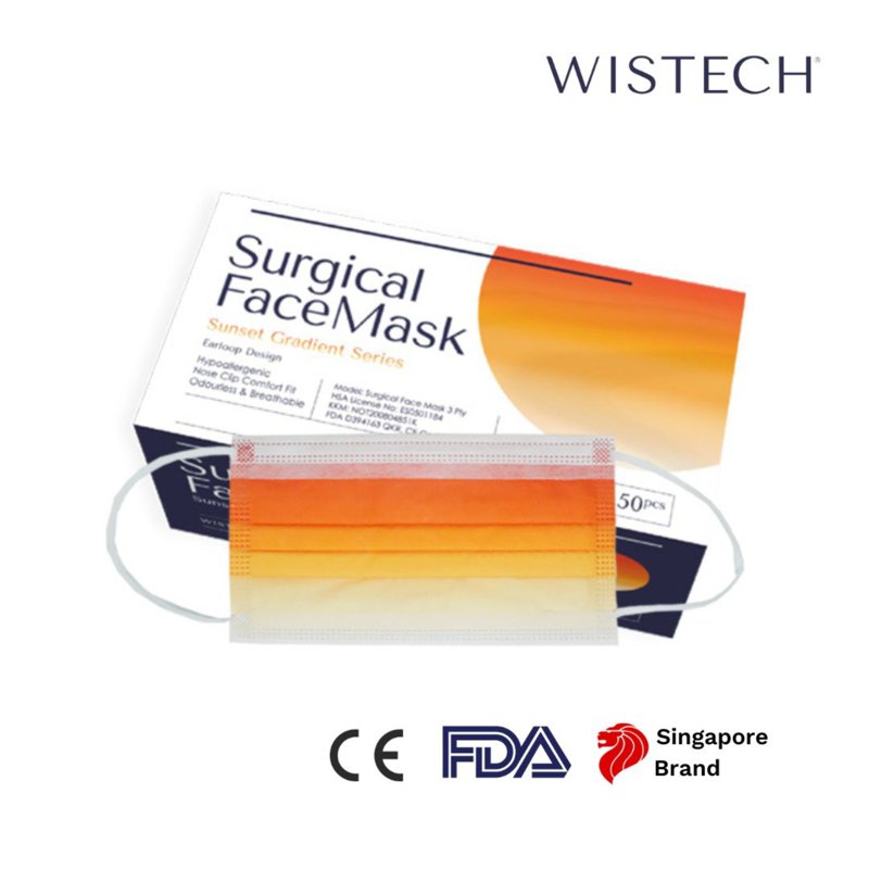 Wistech Adult Sunset Gradient 3-Ply Surgical Face Mask 50 S
