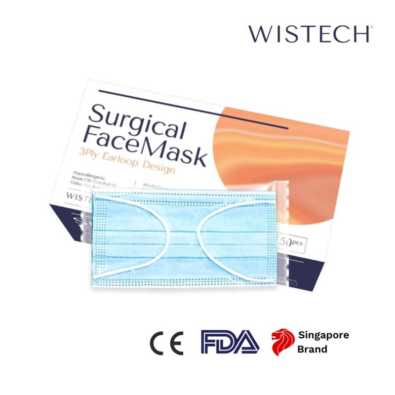 Wistech Adult Individually-Sealed Blue Surgical Face Mask 50 S