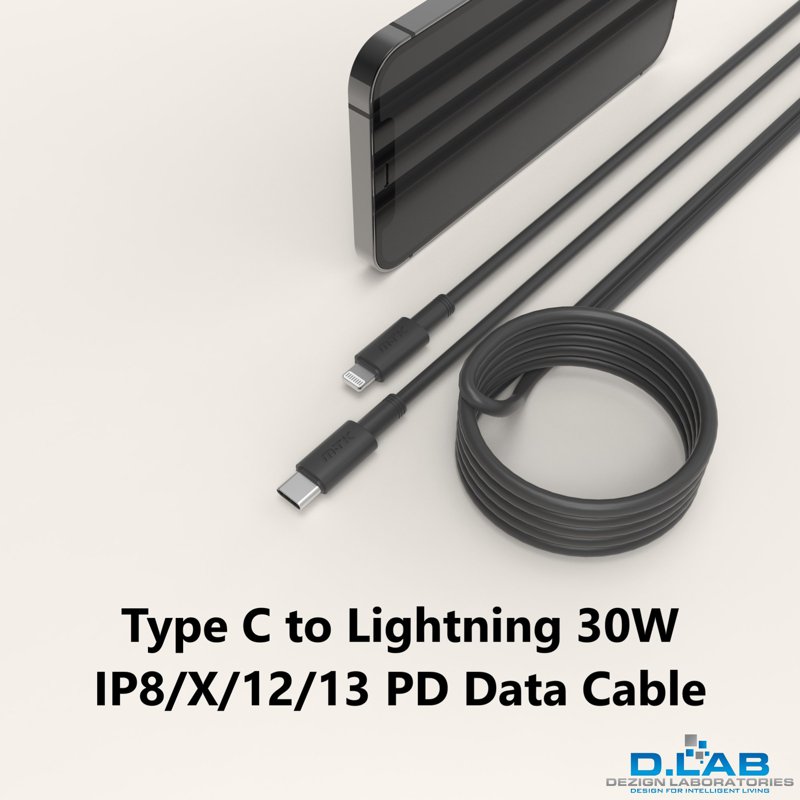 D.LAB Type C To Lightning 30W PD Data 2m Cable (TB1326) Black 1 S