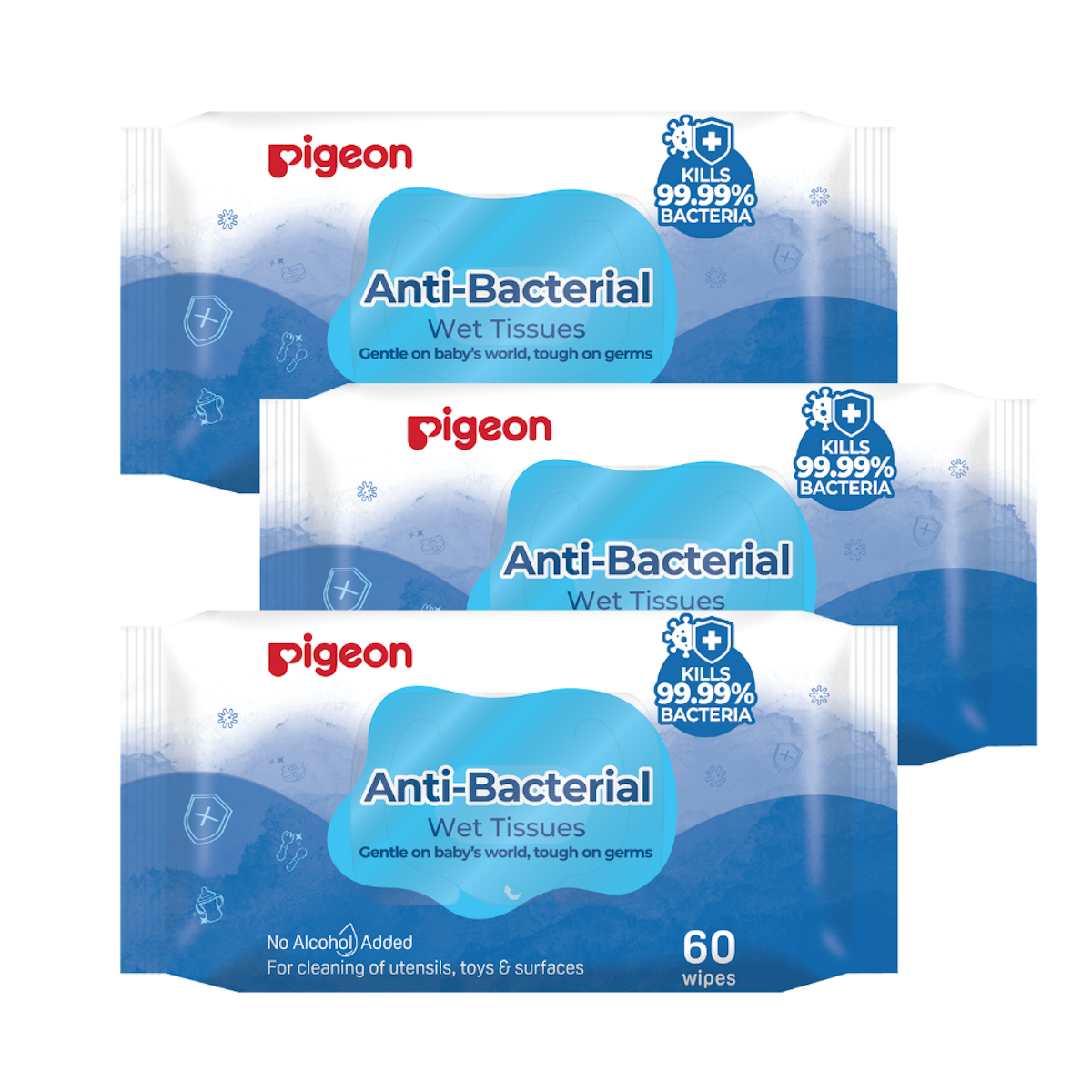Pigeon Anti-Bacterial Wet Tissues 3 x 60 S
