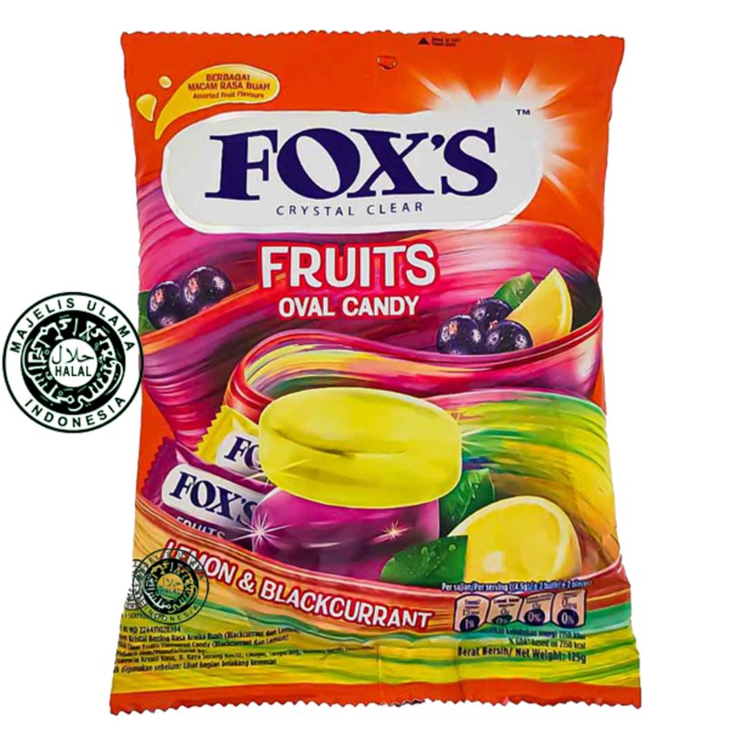 Fox'S Crystal Clear Oval Candy Lemon & Blackcurrant