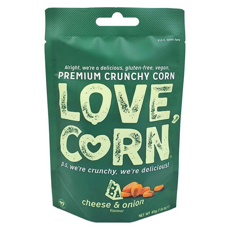 Love Corn Vegan Premium Crunchy Corn - Cheese and Onion