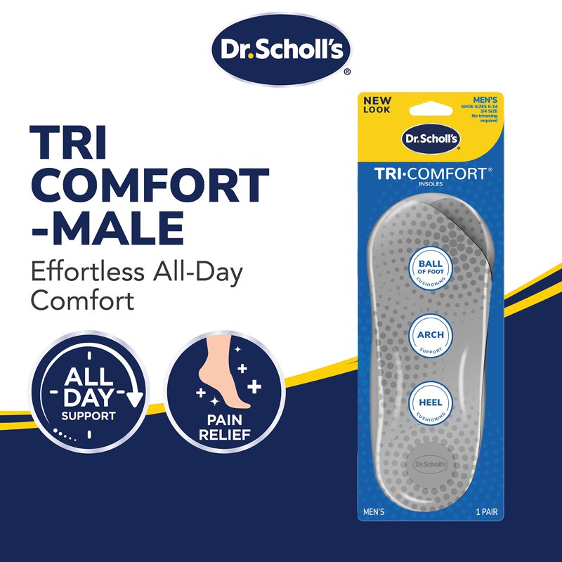 Dr. Scholl's Tri-Comfort Insoles Men US Size: 6-10