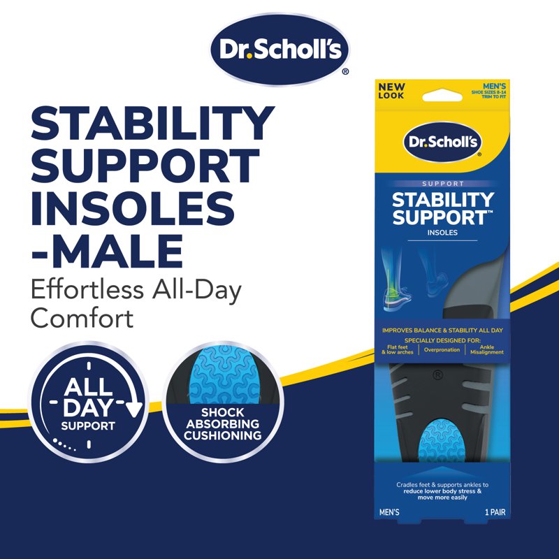 Dr. Scholl's Stabilizing Support Insole Men US Size: 8 - 14
