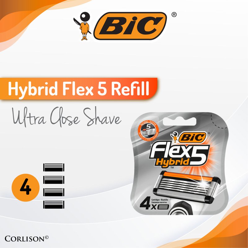 BIC Hybrid 5 Flex Razor, Shaver Cartridge Refill 4 S