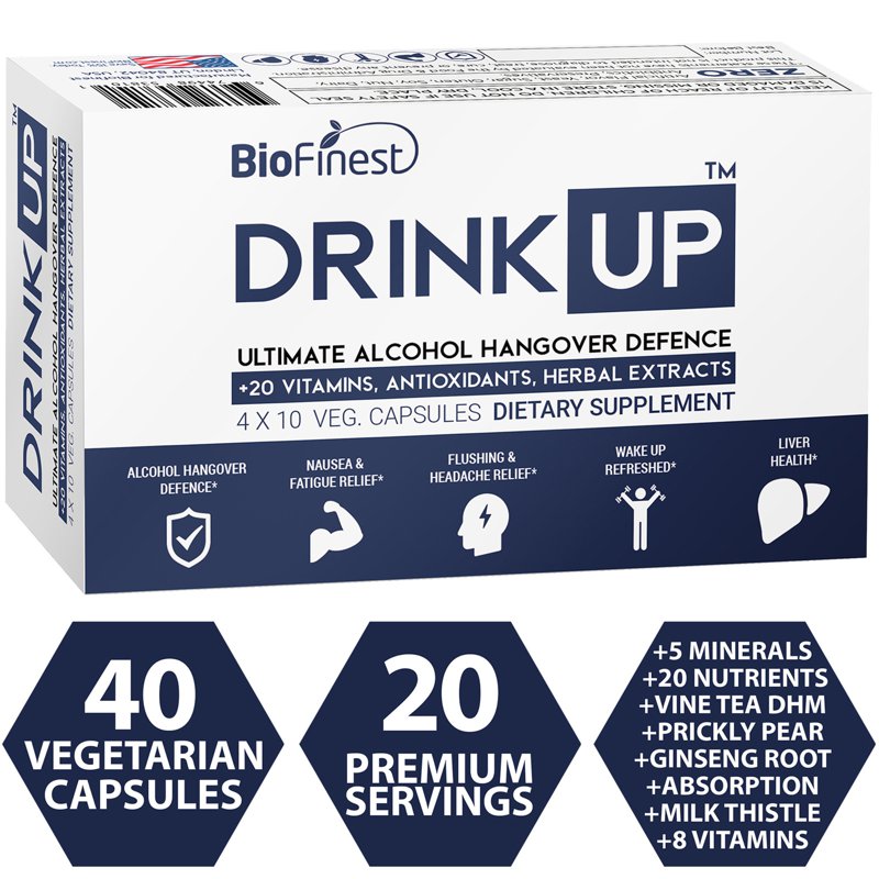 Biofinest DrinkUp Alcohol Detox Hangover Relief Supplement 40 S