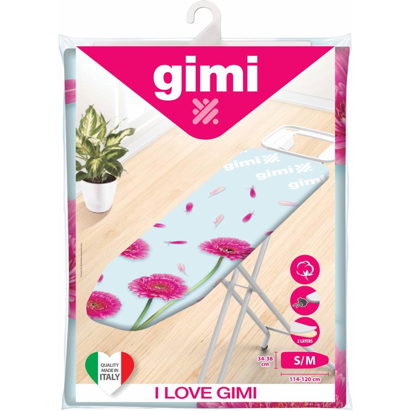 GIMI Iron Board Cover I Love GIMI (S M) Pink Gerberas