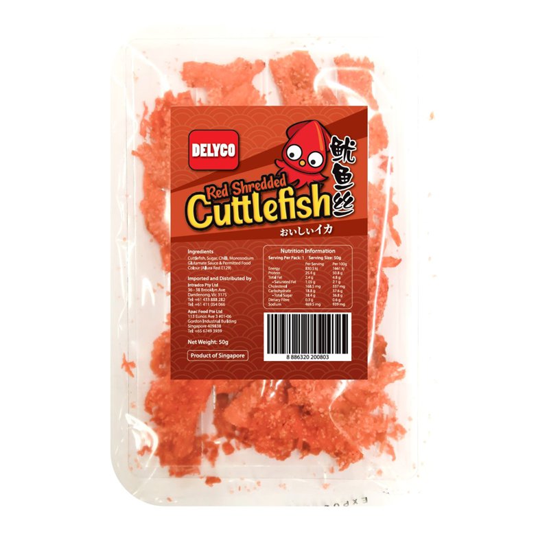 Delyco Cuttlefish Slice Red Shredded - Bundle of 10