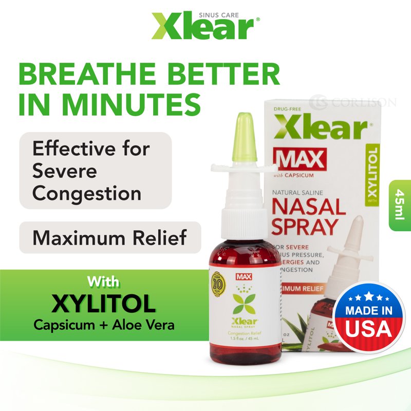 Xlear Max Saline Nasal Spray with Capsicum and Xylitol