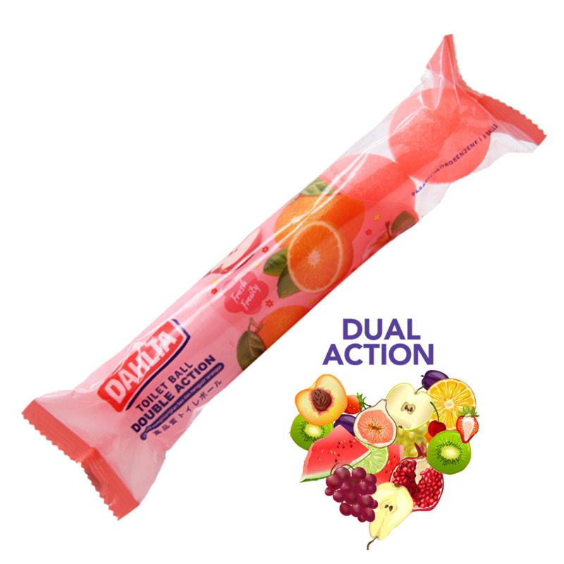 Dahlia Fresh Fruity Perfumed Toilet Ball-Deodorizer, 2 Action 5 S