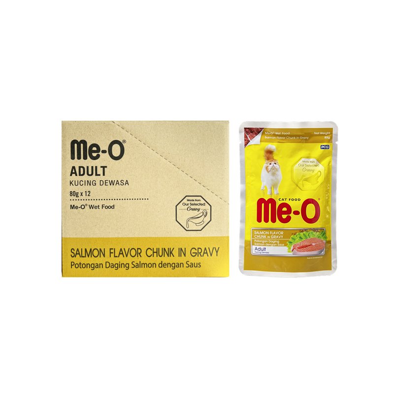 Me-O Pouch Adult Cat Food - Salmon Chunk in Gravy