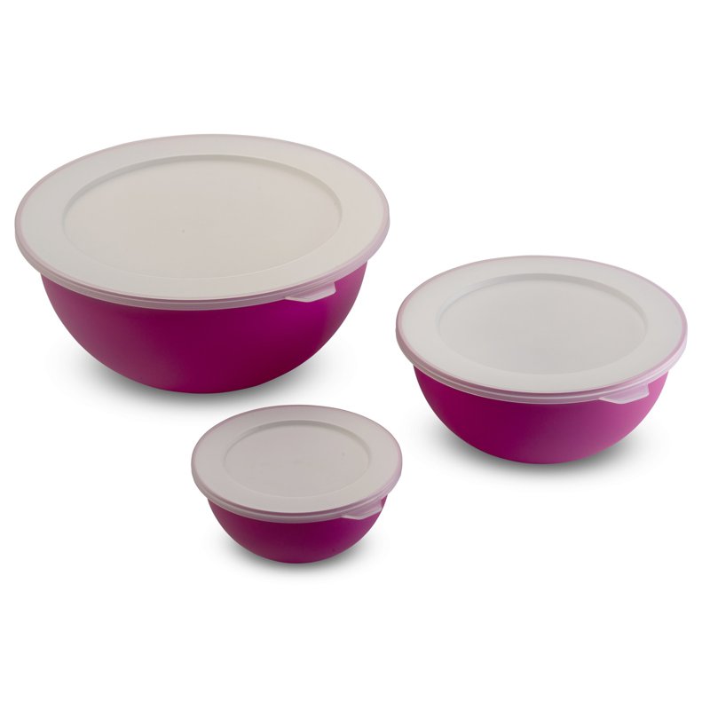 OMADA Sanaliving 3 Bowls With Covers, Fushia