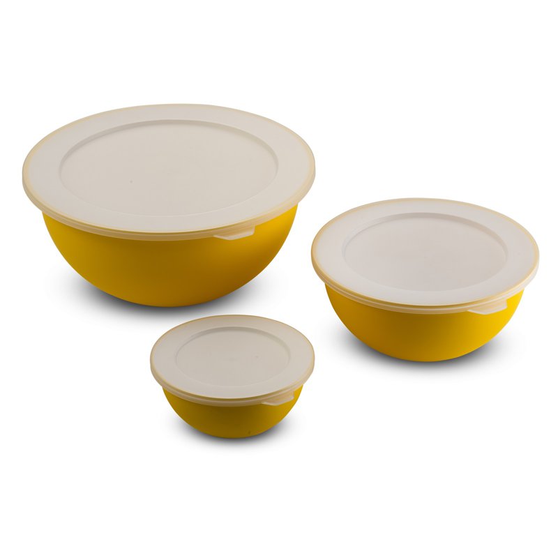 OMADA Sanaliving 3 Bowls With Covers, Yellow