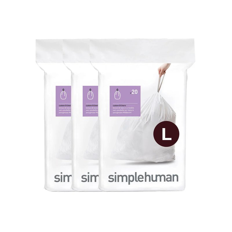 Simplehuman Code L Custom Fit Bin Liners (60 Liners) 3 x