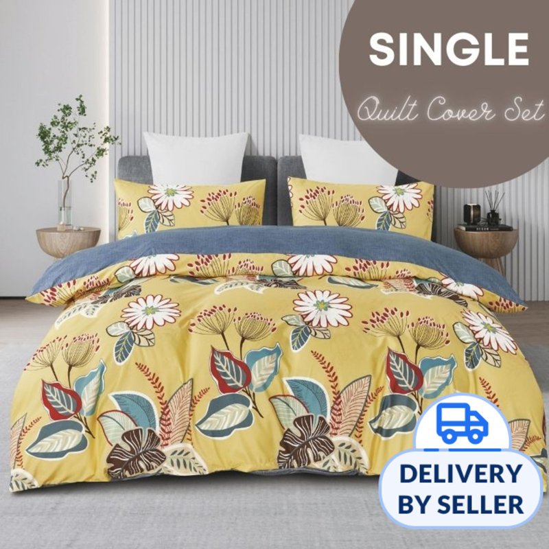 Microfine 500TC Microfiber Quilt Cover Set (Single) Persephon