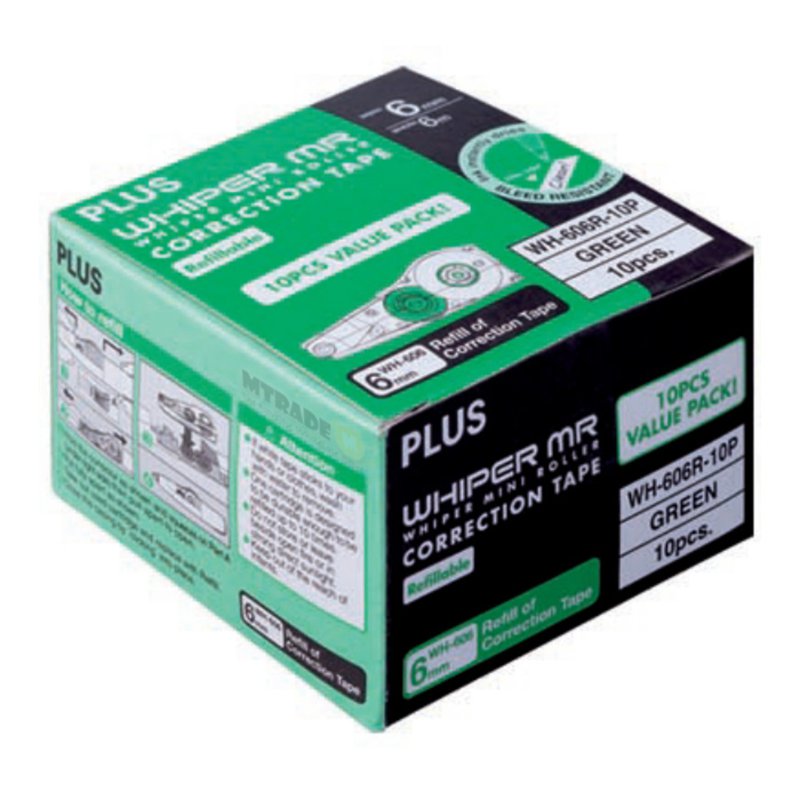 PLUS Whiper Mr Correction Tape Refill Green (6mm x 6m) 10 S