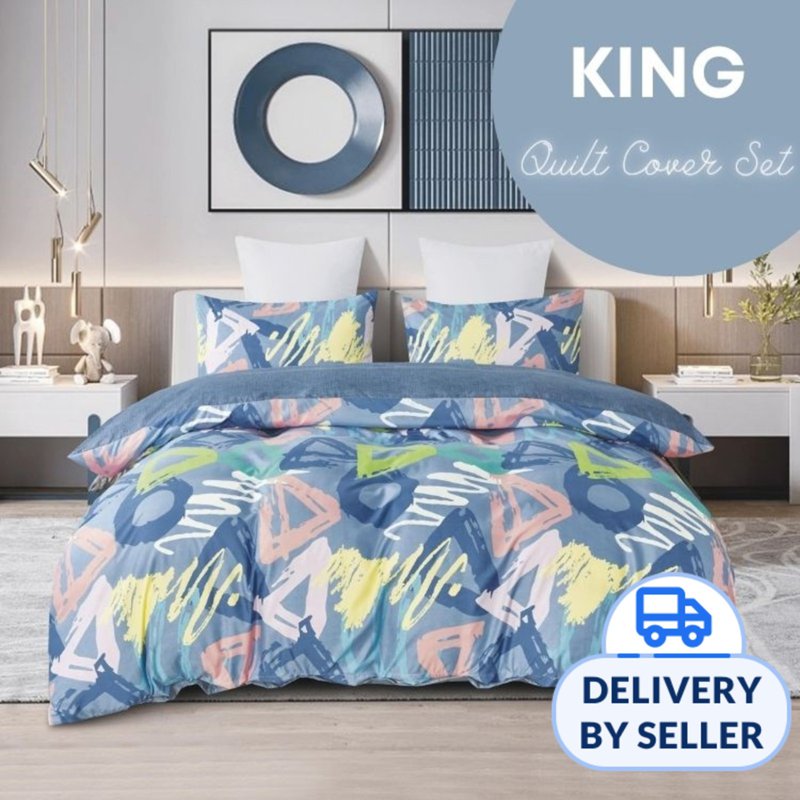 Microfine 500TC Microfiber Quilt Cover Set (King) Finn