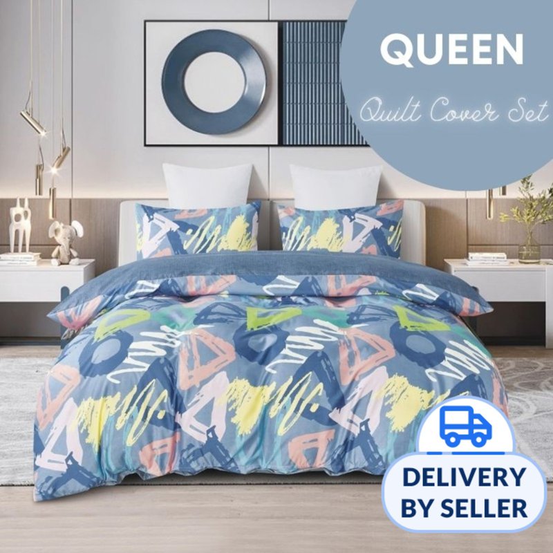 Microfine 500TC Microfiber Quilt Cover Set (Queen) Finn